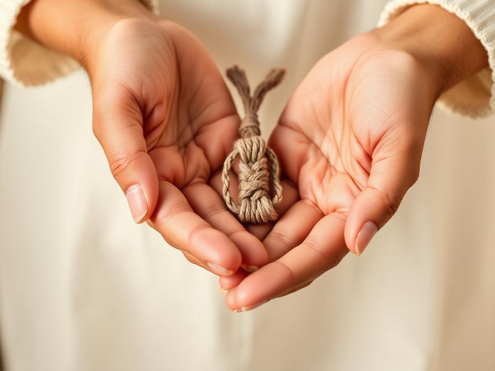 Two hands holding a handwoven cotton thread, symbolising trust between PairX members